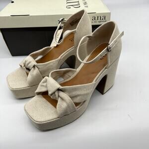 a.n.a Womens Holland Heeled Sandals Cream Natural Platform Size 8M